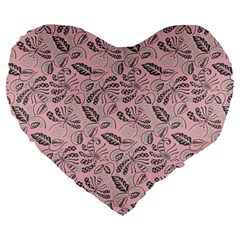 Batik-02 Large 19  Premium Heart Shape Cushions by nateshop