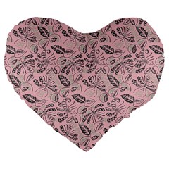 Batik-02 Large 19  Premium Flano Heart Shape Cushions