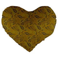 Batik-04 Large 19  Premium Heart Shape Cushions by nateshop