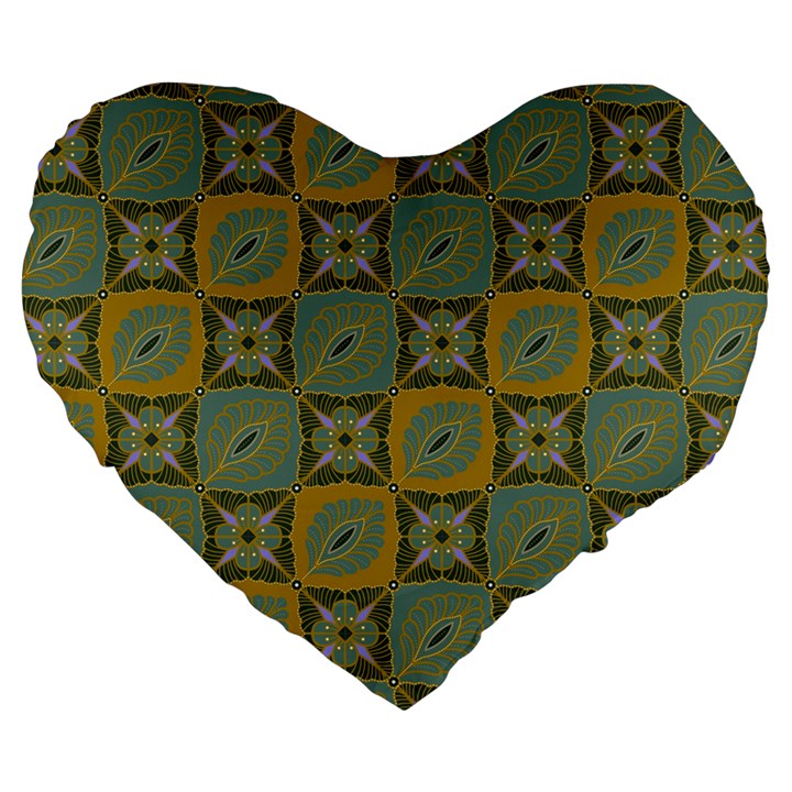 Batik-tradisional-01 Large 19  Premium Heart Shape Cushions