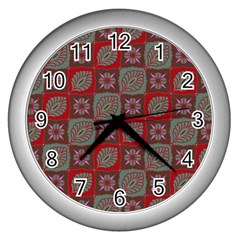 Batik-tradisional-02 Wall Clock (silver) by nateshop