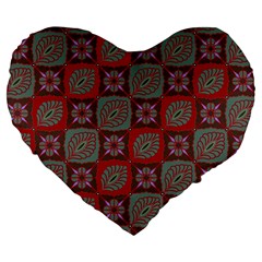 Batik-tradisional-02 Large 19  Premium Heart Shape Cushions by nateshop