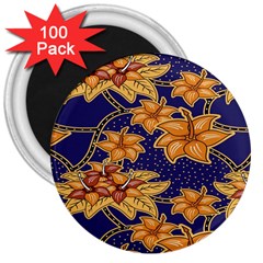 Seamless-pattern Floral Batik-vector 3  Magnets (100 Pack) by nateshop