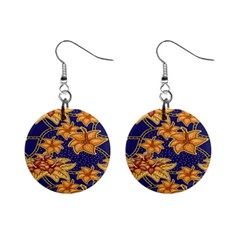 Seamless-pattern Floral Batik-vector Mini Button Earrings by nateshop