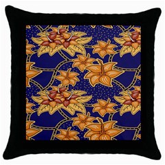 Seamless-pattern Floral Batik-vector Throw Pillow Case (black) by nateshop