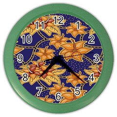 Seamless-pattern Floral Batik-vector Color Wall Clock by nateshop