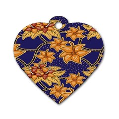 Seamless-pattern Floral Batik-vector Dog Tag Heart (two Sides) by nateshop