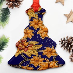 Seamless-pattern Floral Batik-vector Christmas Tree Ornament (two Sides) by nateshop