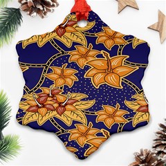 Seamless-pattern Floral Batik-vector Snowflake Ornament (two Sides) by nateshop