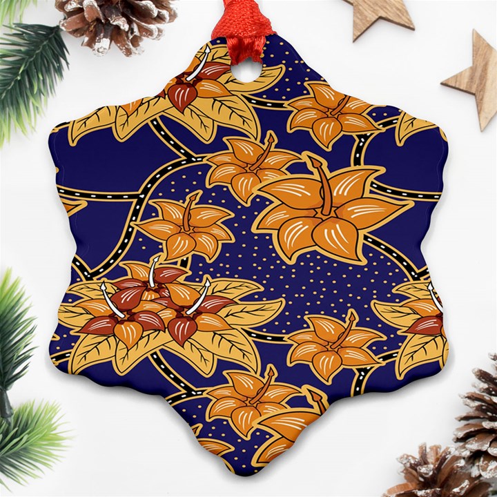 Seamless-pattern Floral Batik-vector Snowflake Ornament (Two Sides)