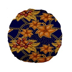 Seamless-pattern Floral Batik-vector Standard 15  Premium Round Cushions by nateshop