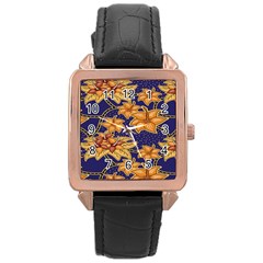 Seamless-pattern Floral Batik-vector Rose Gold Leather Watch  by nateshop