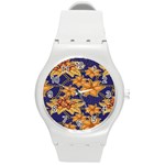 Seamless-pattern Floral Batik-vector Round Plastic Sport Watch (M) Front