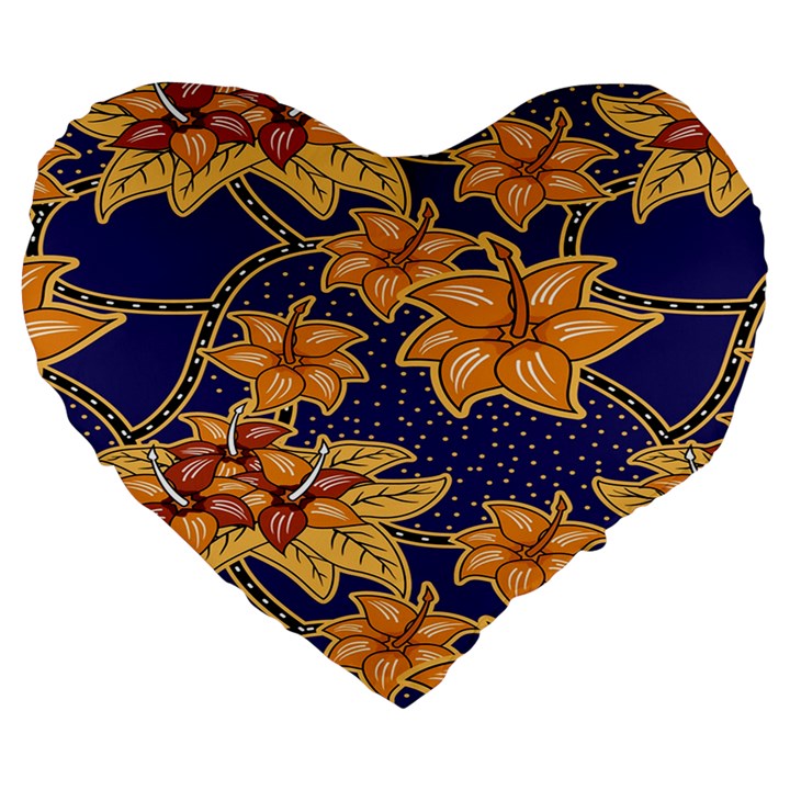 Seamless-pattern Floral Batik-vector Large 19  Premium Heart Shape Cushions