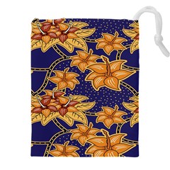 Seamless-pattern Floral Batik-vector Drawstring Pouch (5xl) by nateshop