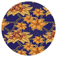 Seamless-pattern Floral Batik-vector Round Trivet by nateshop