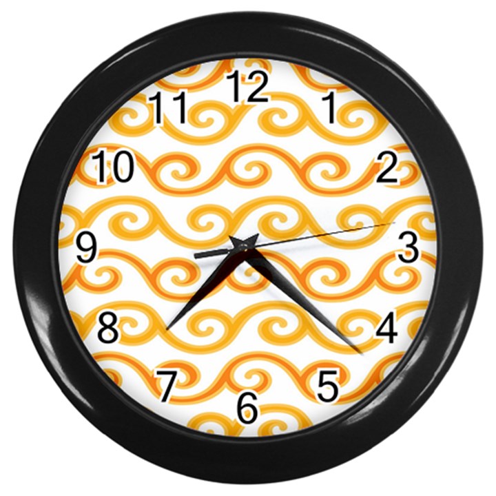 Seamless-pattern-ibatik-luxury-style-vector Wall Clock (Black)