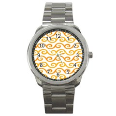 Seamless-pattern-ibatik-luxury-style-vector Sport Metal Watch by nateshop