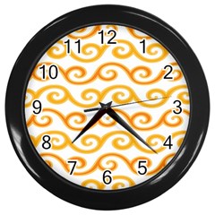 Seamless-pattern-ibatik-luxury-style-vector Wall Clock (black) by nateshop