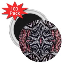 Pink Grey Repeats Symmetry 2 25  Magnets (100 Pack)  by kaleidomarblingart