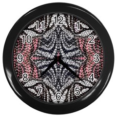 Pink Grey Repeats Symmetry Wall Clock (black) by kaleidomarblingart