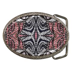 Pink Grey Repeats Symmetry Belt Buckles by kaleidomarblingart