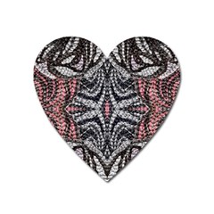 Pink Grey Repeats Symmetry Heart Magnet by kaleidomarblingart