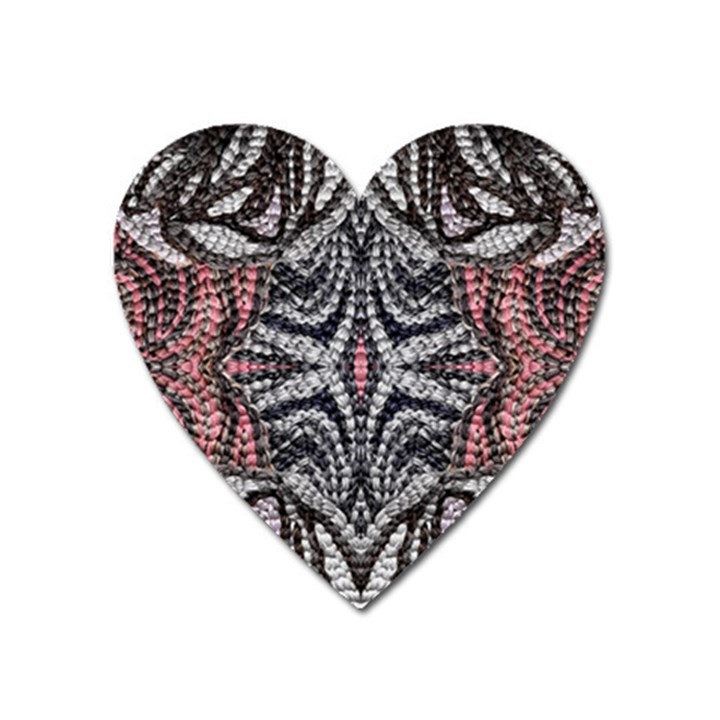 Pink Grey Repeats Symmetry Heart Magnet