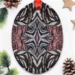 Pink Grey Repeats Symmetry Oval Ornament (Two Sides) Back