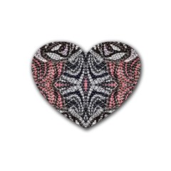 Pink Grey Repeats Symmetry Rubber Coaster (heart) by kaleidomarblingart