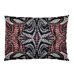 Pink Grey Repeats Symmetry Pillow Case by kaleidomarblingart