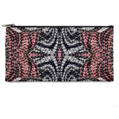 Pink Grey Repeats Symmetry Pencil Case by kaleidomarblingart