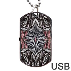 Pink Grey Repeats Symmetry Dog Tag Usb Flash (one Side) by kaleidomarblingart