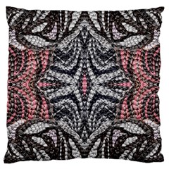 Pink Grey Repeats Symmetry Large Cushion Case (two Sides) by kaleidomarblingart