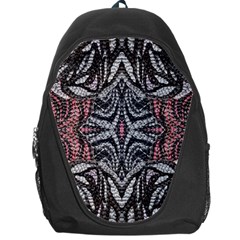 Pink Grey Repeats Symmetry Backpack Bag by kaleidomarblingart