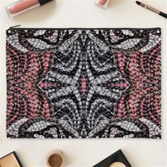 Pink Grey Repeats Symmetry Cosmetic Bag (xxxl) by kaleidomarblingart