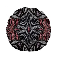 Pink Grey Repeats Symmetry Standard 15  Premium Round Cushions by kaleidomarblingart