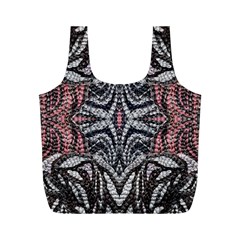 Pink Grey Repeats Symmetry Full Print Recycle Bag (m) by kaleidomarblingart