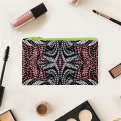 Pink Grey Repeats Symmetry Cosmetic Bag (xs) by kaleidomarblingart