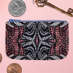 Pink Grey Repeats Symmetry Large Coin Purse by kaleidomarblingart