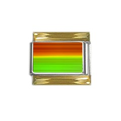 Orange And Green Blur Abstract Print Gold Trim Italian Charm (9mm) by dflcprintsclothing