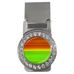 Orange And Green Blur Abstract Print Money Clips (cz) 