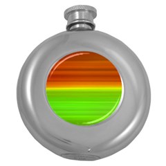 Orange And Green Blur Abstract Print Round Hip Flask (5 Oz) by dflcprintsclothing