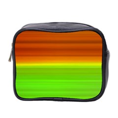 Orange And Green Blur Abstract Print Mini Toiletries Bag (two Sides)