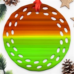 Orange And Green Blur Abstract Print Ornament (round Filigree) by dflcprintsclothing