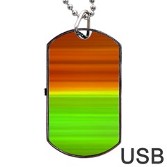 Orange And Green Blur Abstract Print Dog Tag Usb Flash (one Side) by dflcprintsclothing