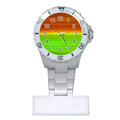 Orange And Green Blur Abstract Print Plastic Nurses Watch by dflcprintsclothing