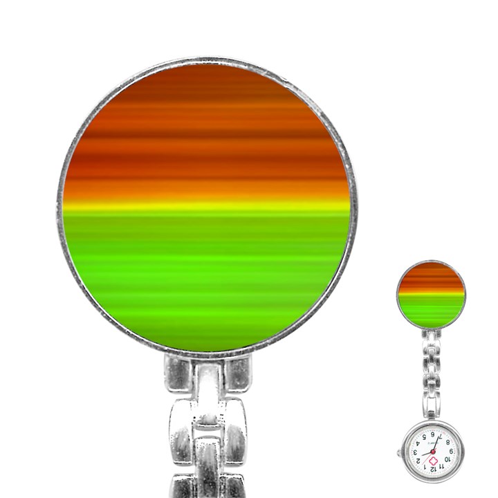 Orange And Green Blur Abstract Print Stainless Steel Nurses Watch