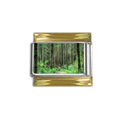 Forest Woods Nature Landscape Tree Gold Trim Italian Charm (9mm) by Celenk