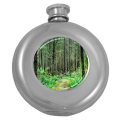 Forest Woods Nature Landscape Tree Round Hip Flask (5 Oz) by Celenk